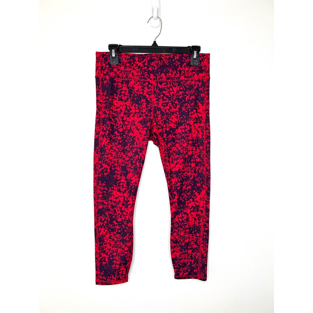 Fabletics MidRise Pure Luxe Capri Leggings Sz M Red Plum Activewear Yoga Running